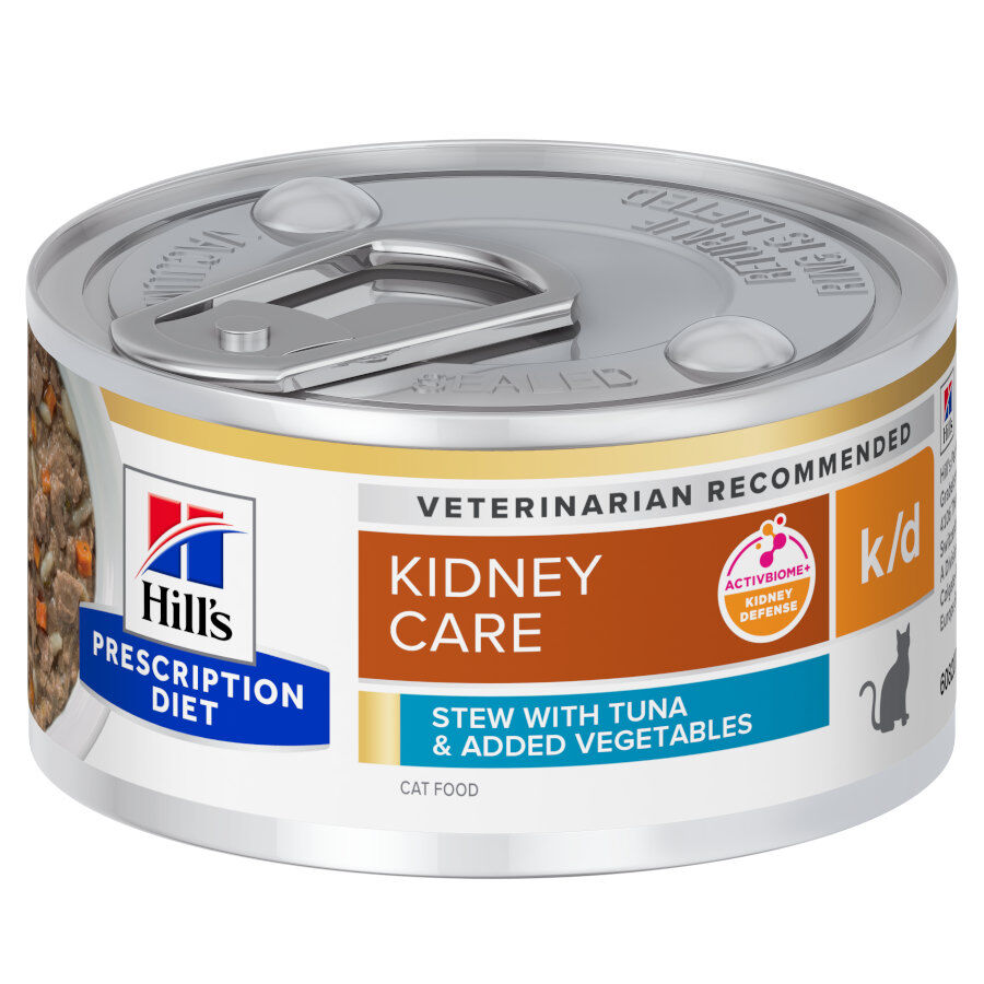 82 g Hill's Prescription Diet Kidney Care k/d Guisado de Atum e Legumes lata para gatos, , large Imagem n&uacute;mero 1
